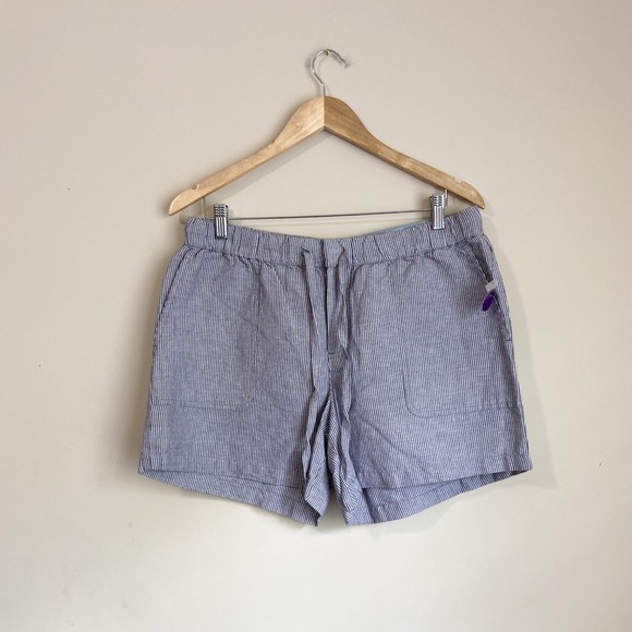 NWT Liz Claiborne Linen Cotton Gray Striped Shorts - Picture 1 of 7